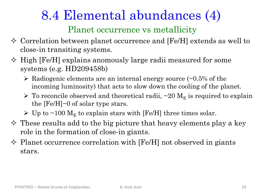 8 4 elemental abundances 4 planet occurrence