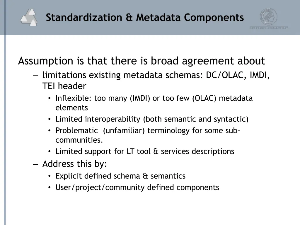 standardization metadata components