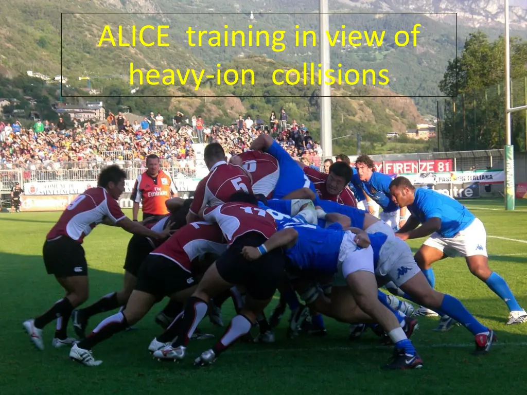 alice training in view of heavy ion collisions