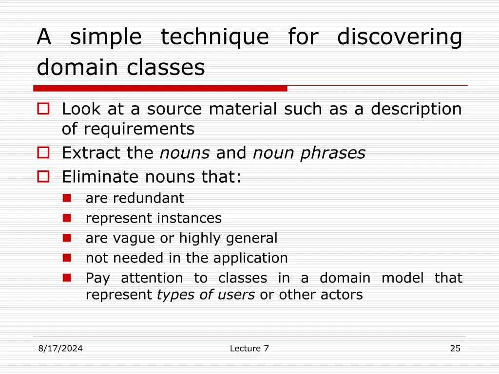 a simple technique for discovering domain classes