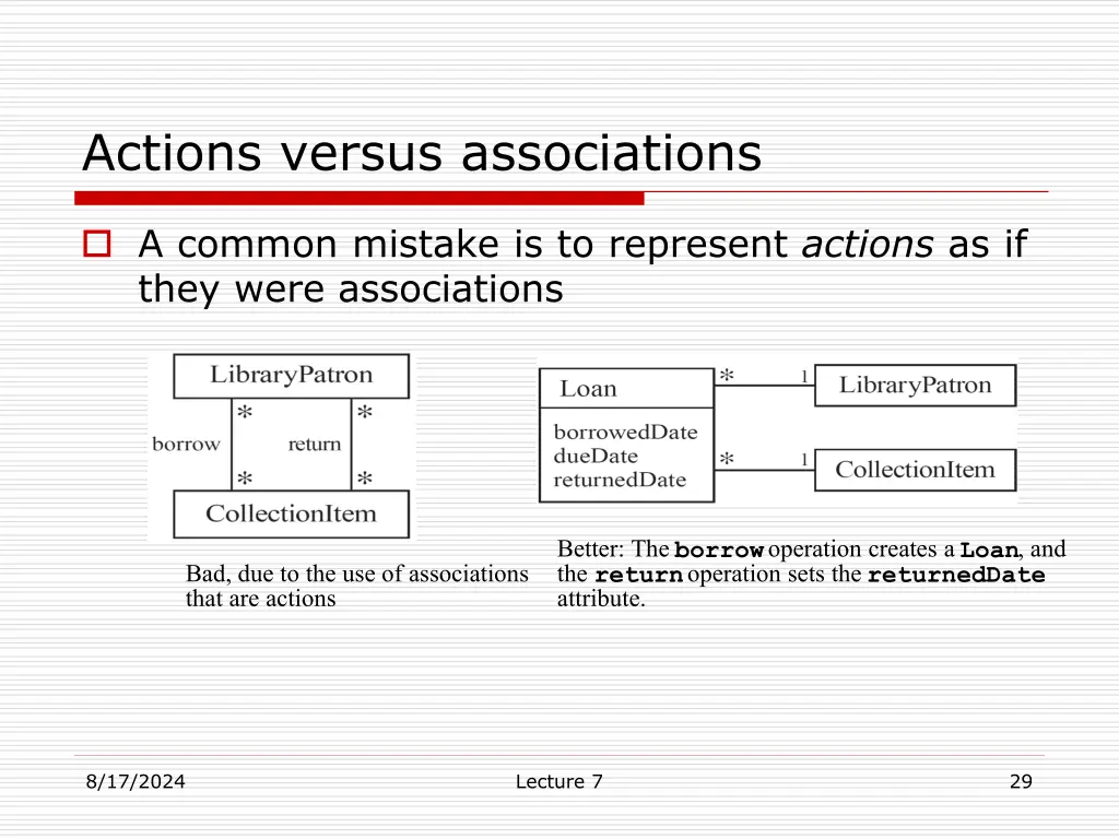 actions versus associations