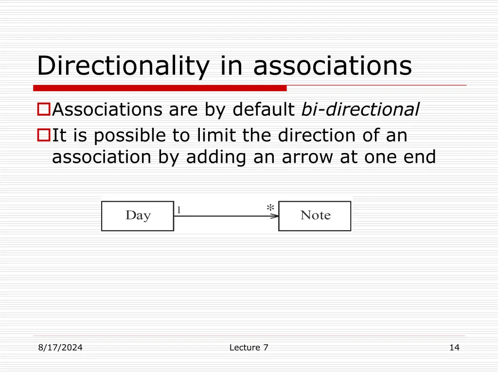 directionality in associations