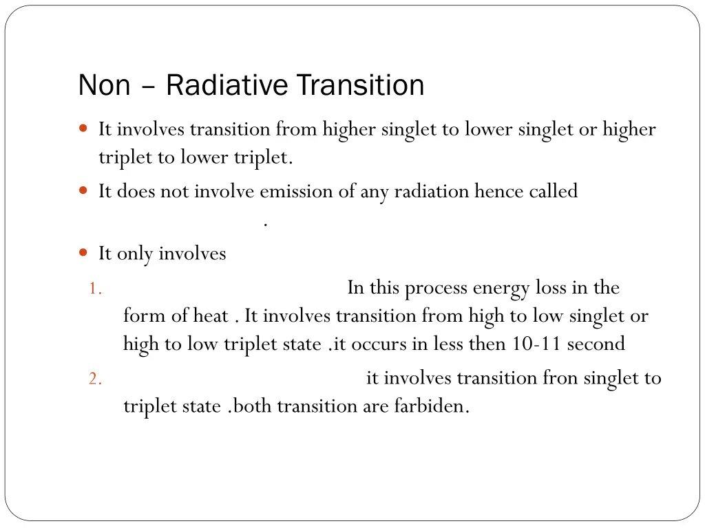 non radiative transition