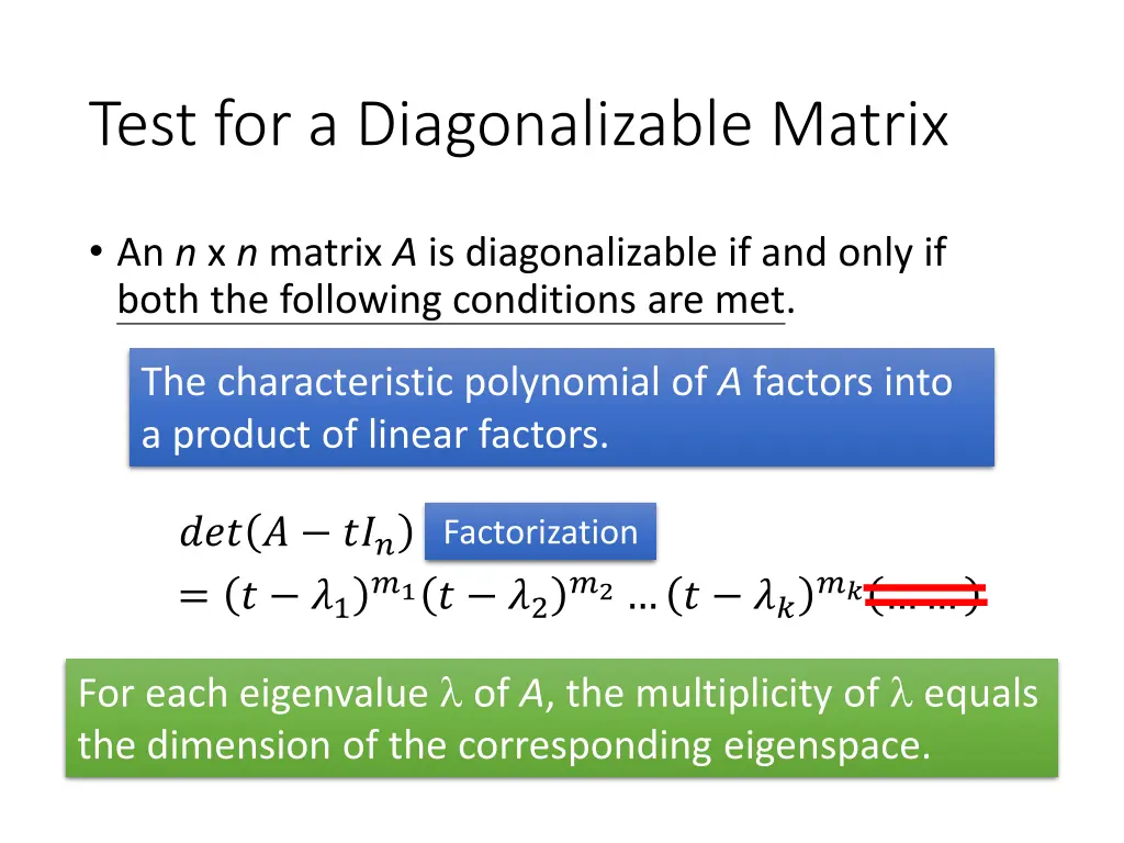 test for a diagonalizable matrix