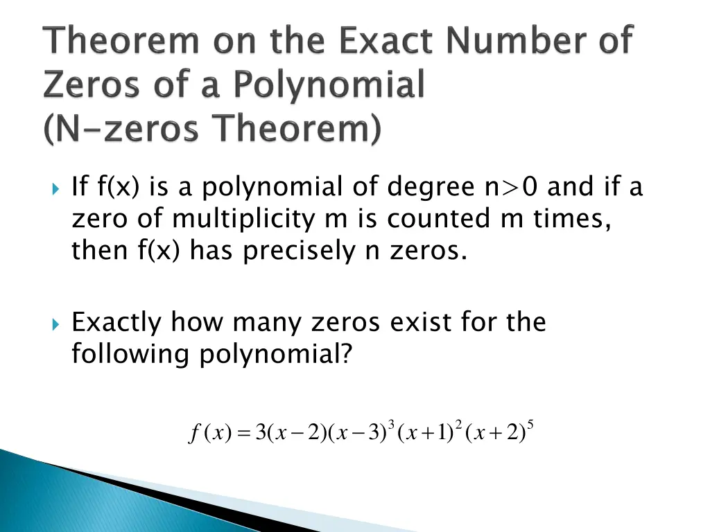 if f x is a polynomial of degree