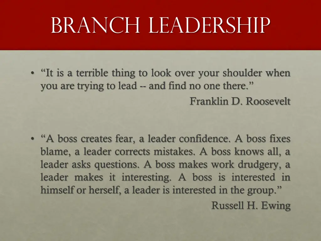 branch leadership