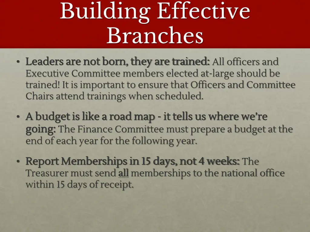 building effective branches 1