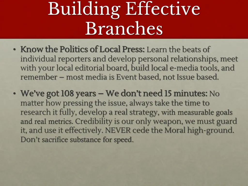 building effective branches 12