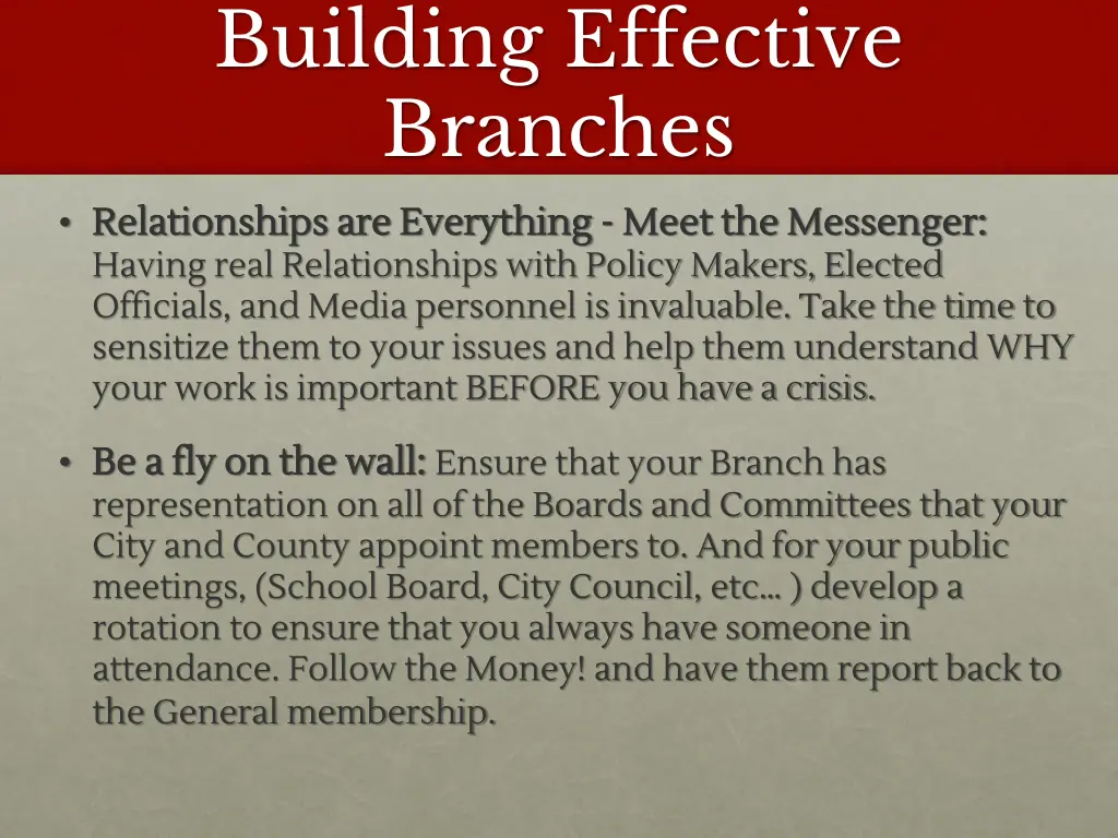 building effective branches 8