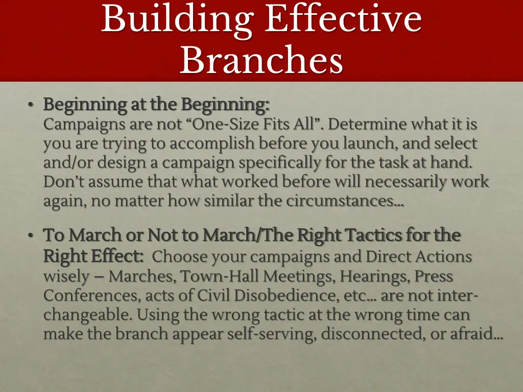 building effective branches 9