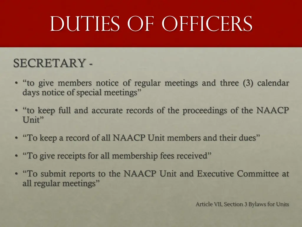 duties of officers 2