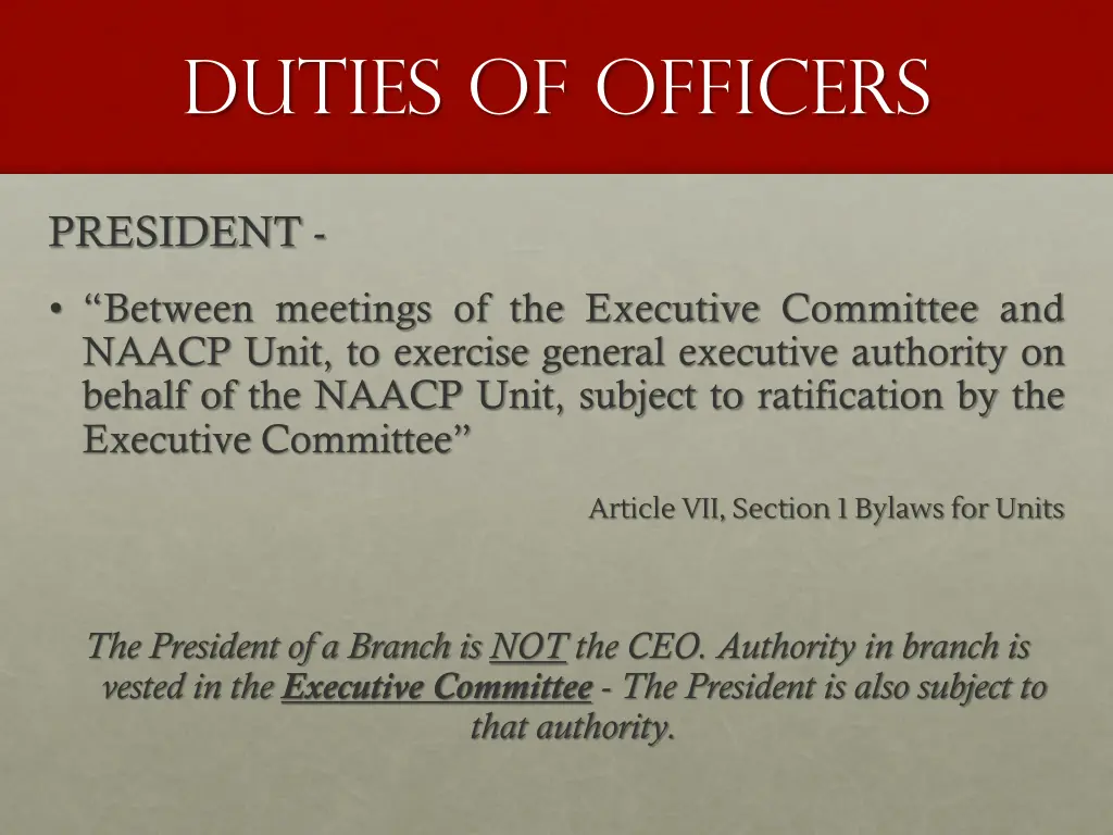 duties of officers