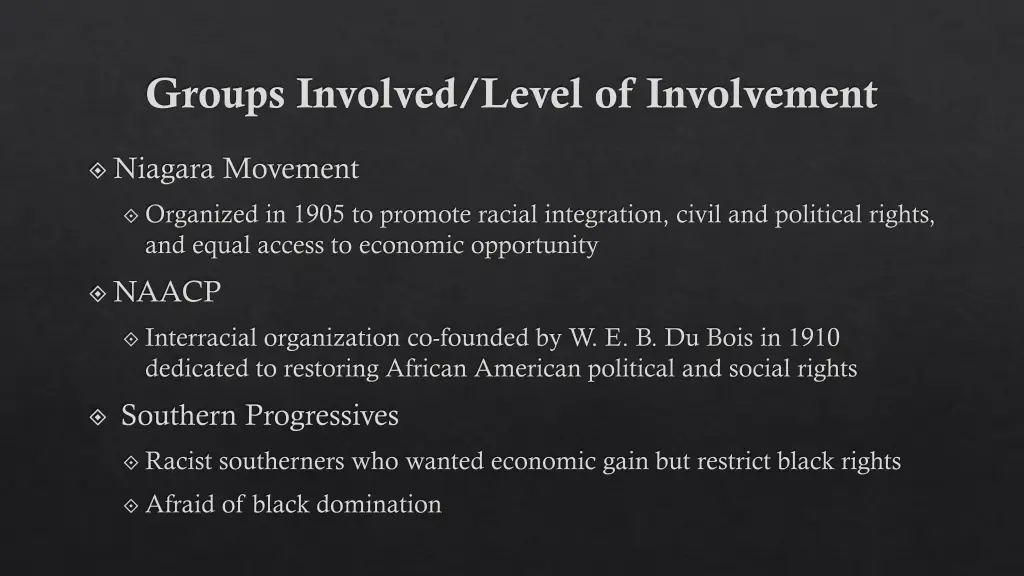 groups involved level of involvement