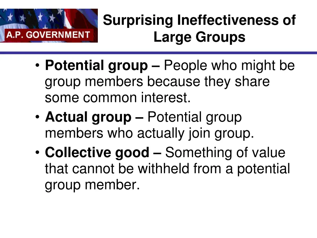 surprising ineffectiveness of large groups