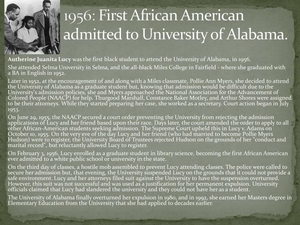 1956 first african american admitted