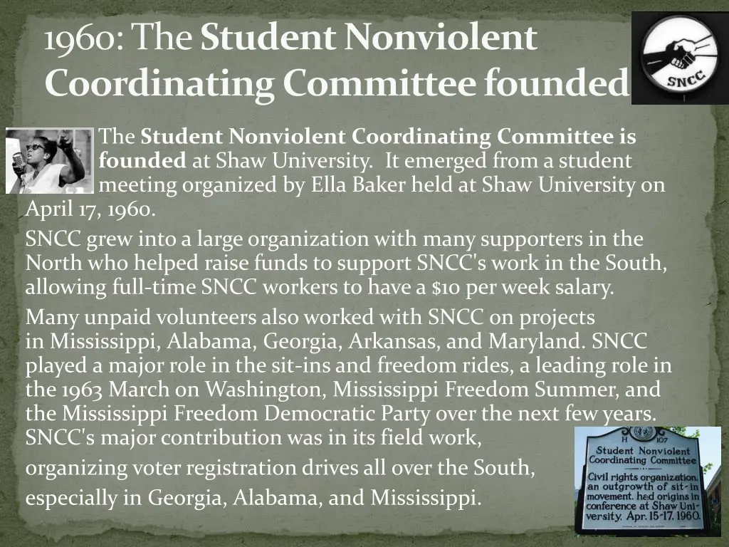 1960 the student nonviolent coordinating