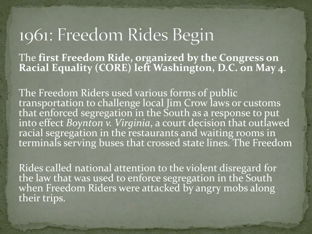 1961 freedom rides begin