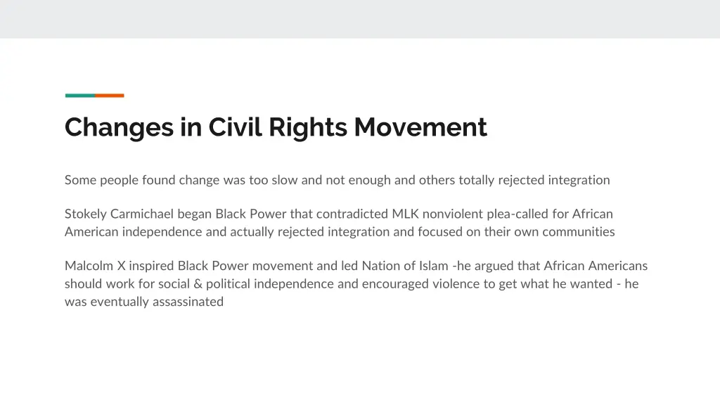 changes in civil rights movement