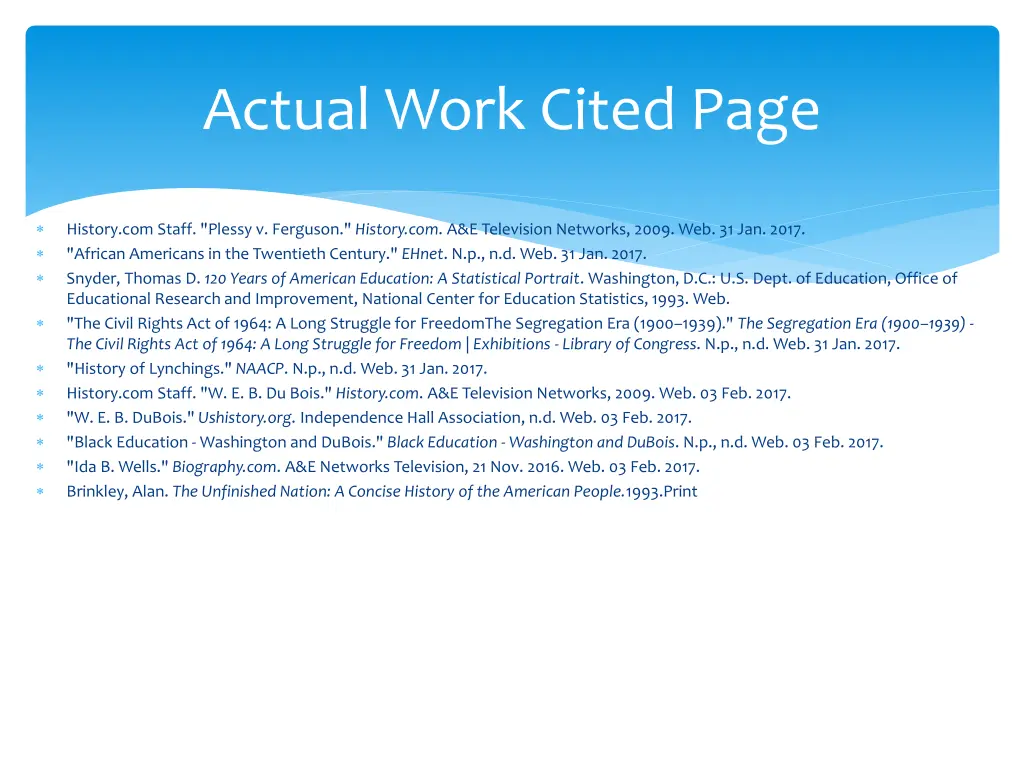 actual work cited page