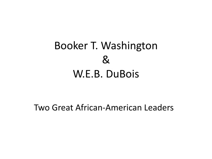 booker t washington w e b dubois