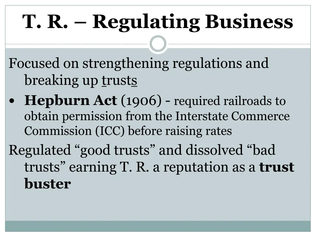 t r regulating business