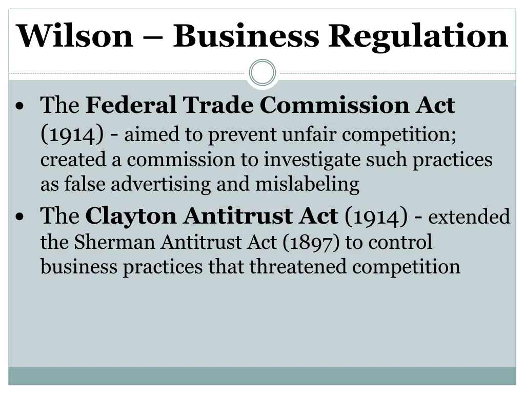 wilson business regulation