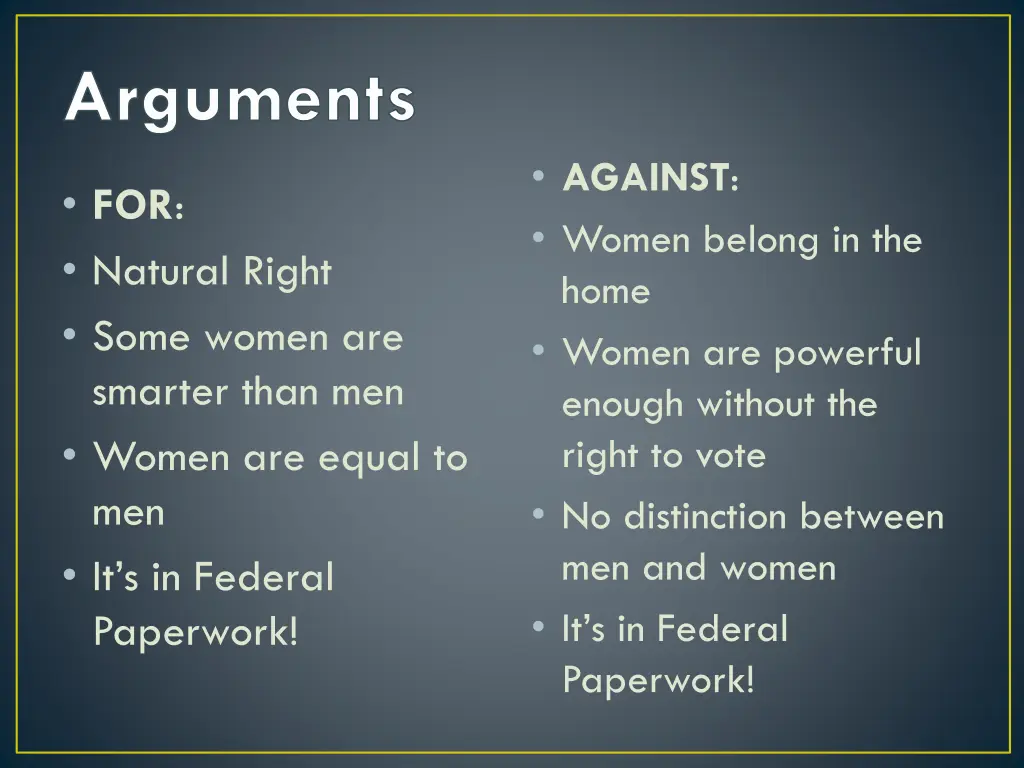 arguments