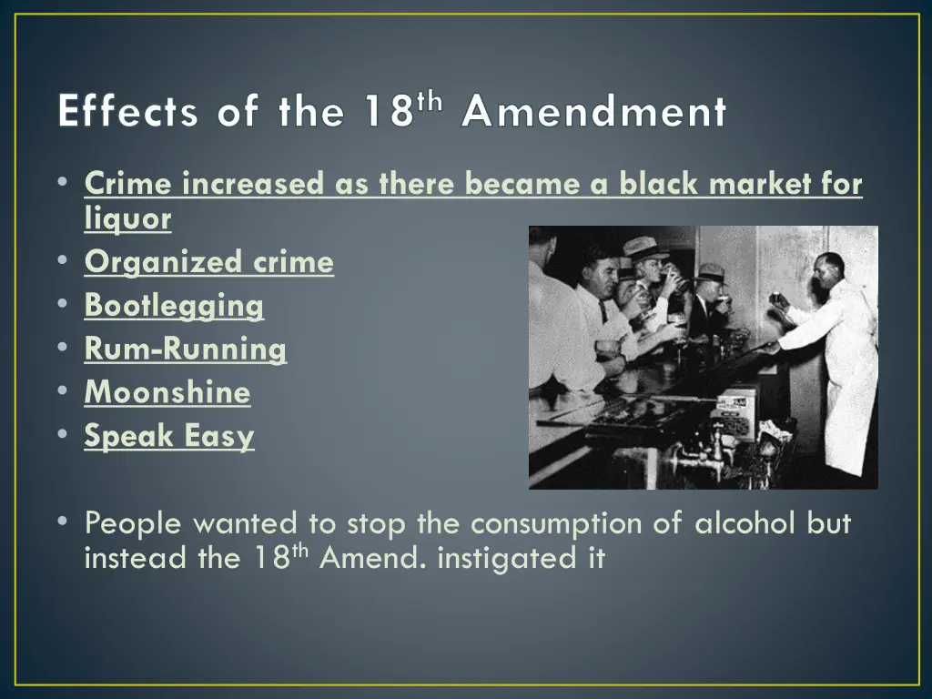 effects of the 18 th amendment