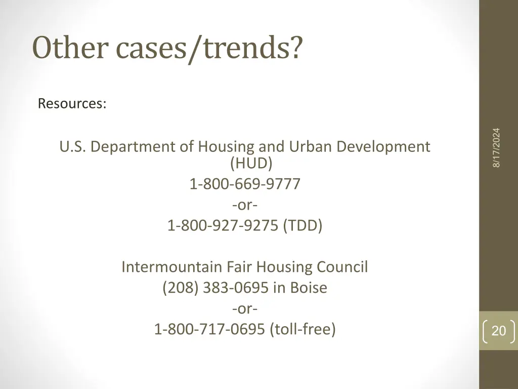 other cases trends