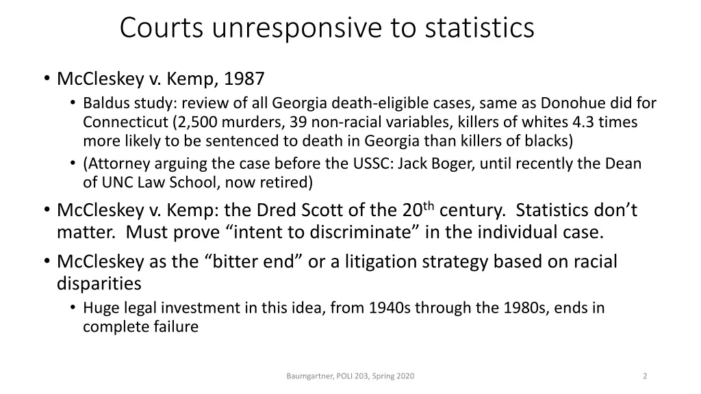 courts unresponsive to statistics