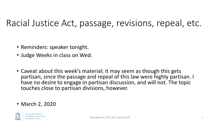 racial justice act passage revisions repeal etc