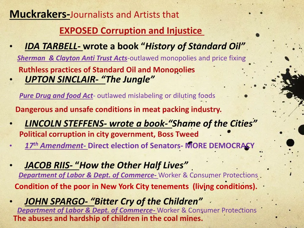 muckrakers journalists and artists that