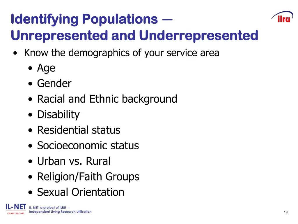 identifying populations identifying populations