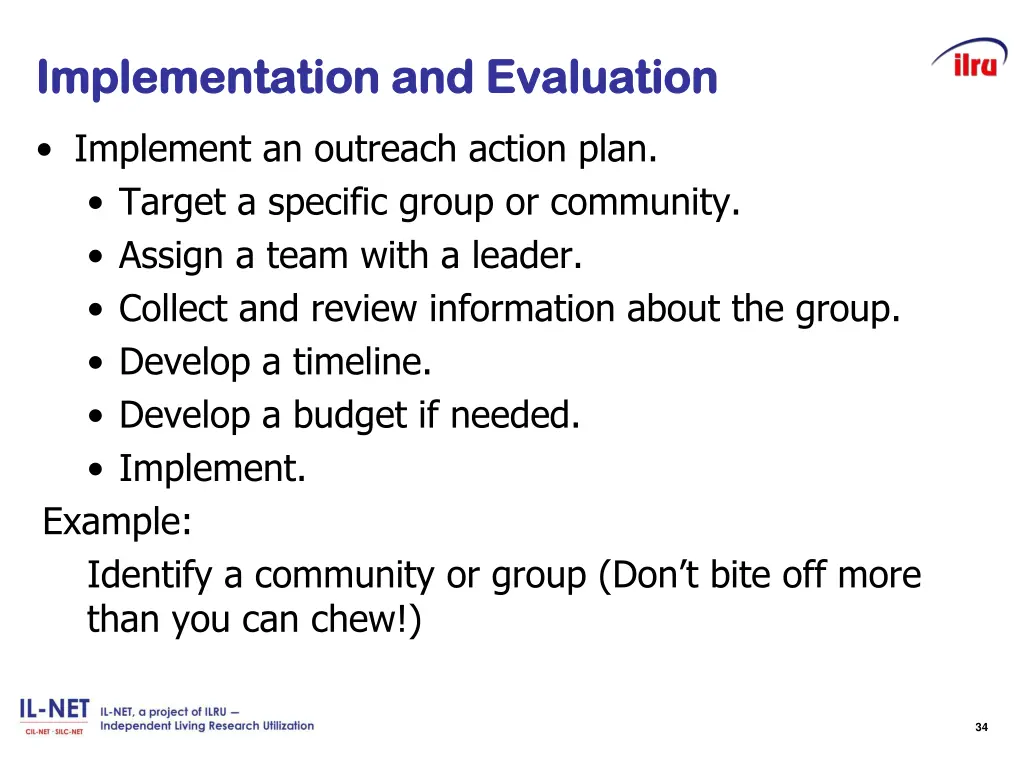 implementation and evaluation implementation