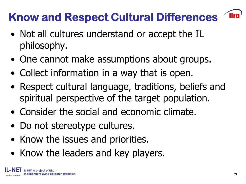 know and respect cultural differences know