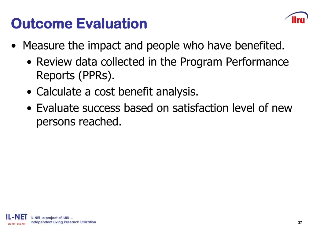 outcome evaluation outcome evaluation