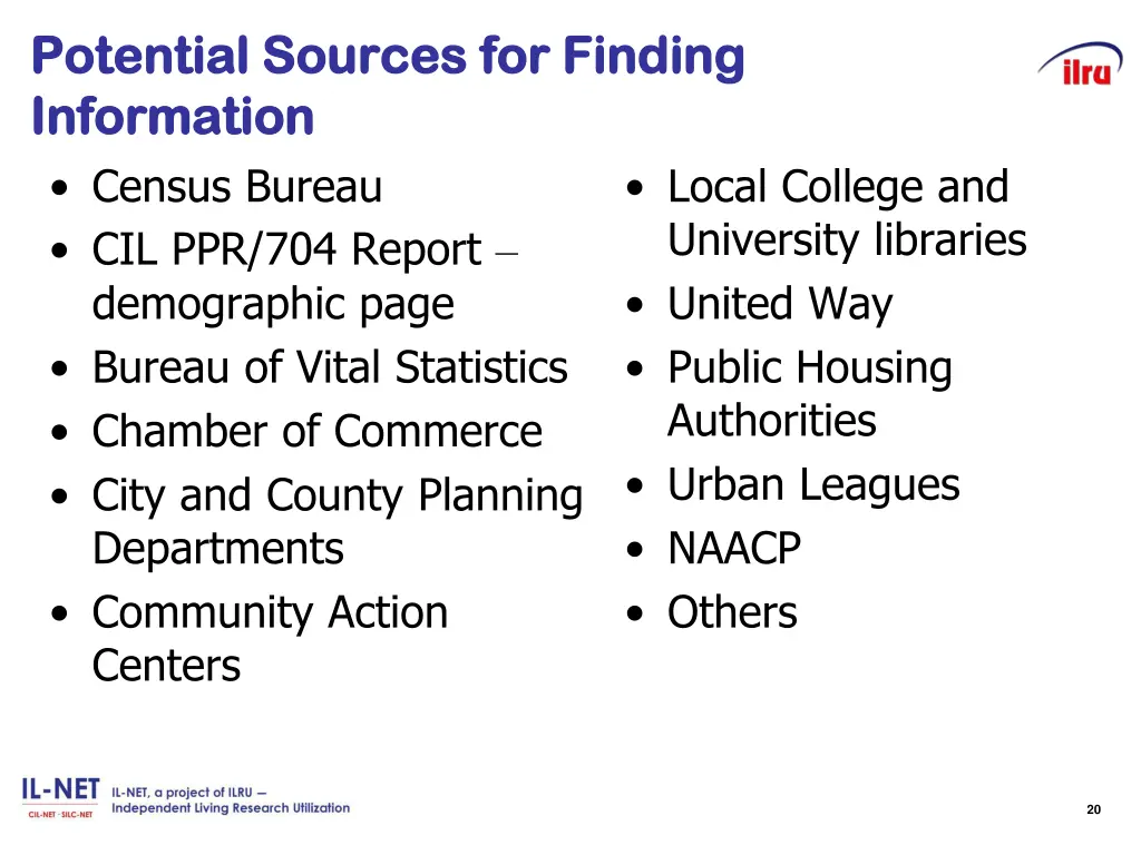 potential sources for finding potential sources