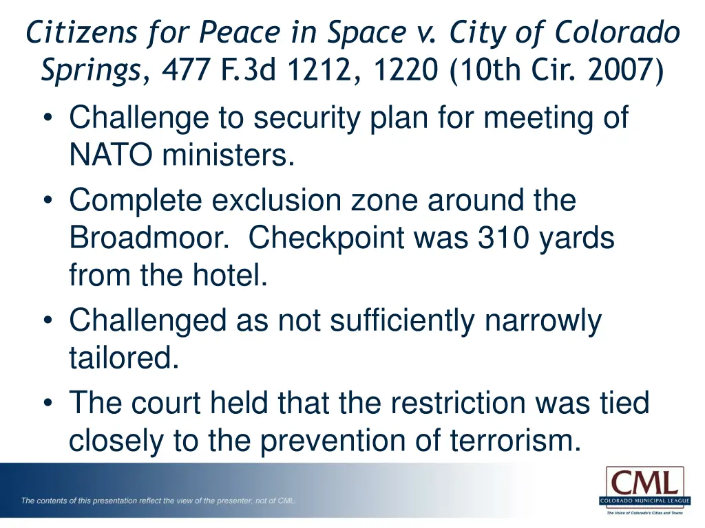 citizens for peace in space v city of colorado