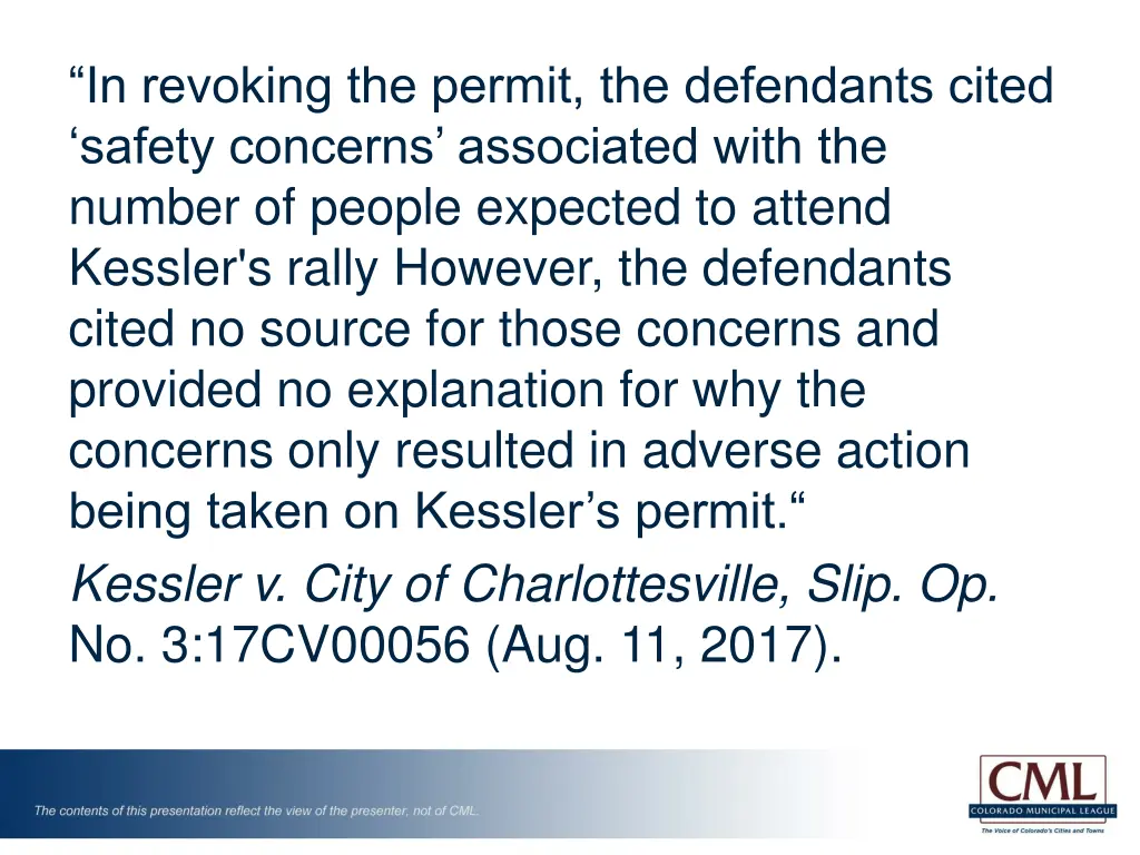 in revoking the permit the defendants cited