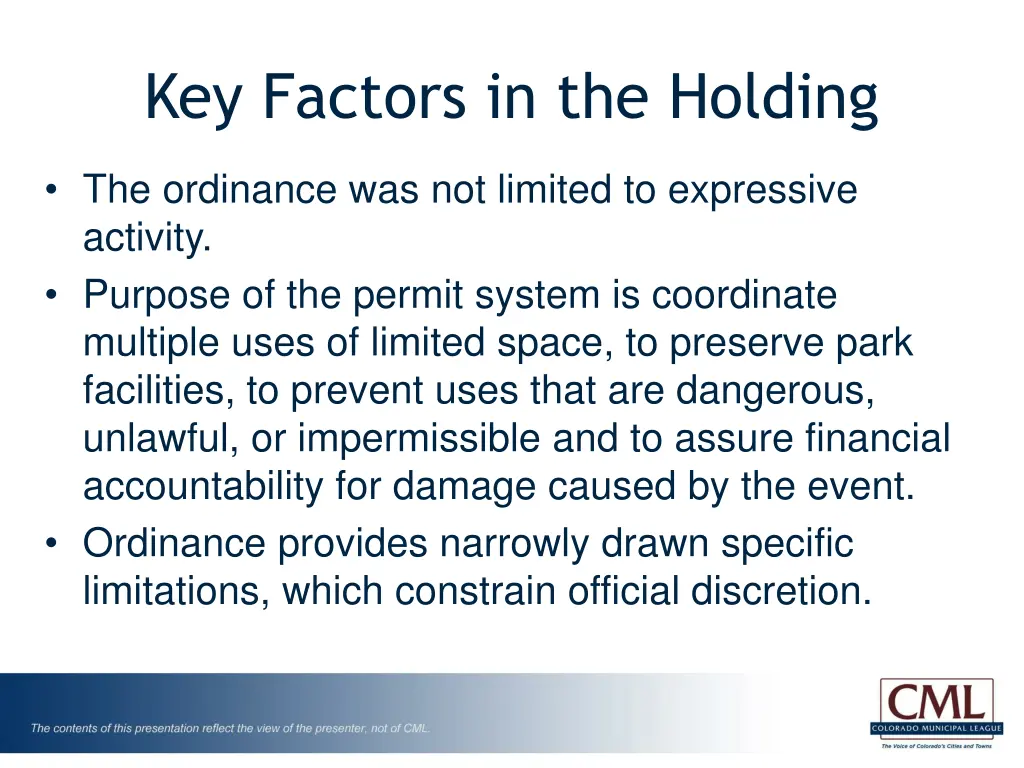 key factors in the holding