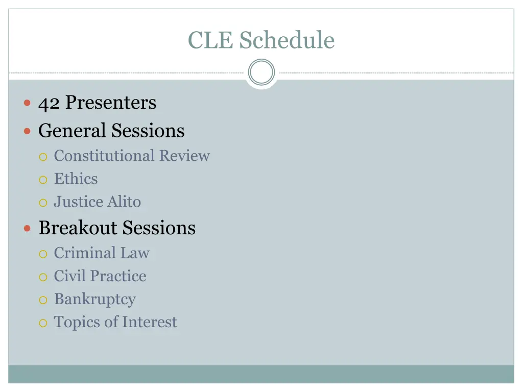 cle schedule