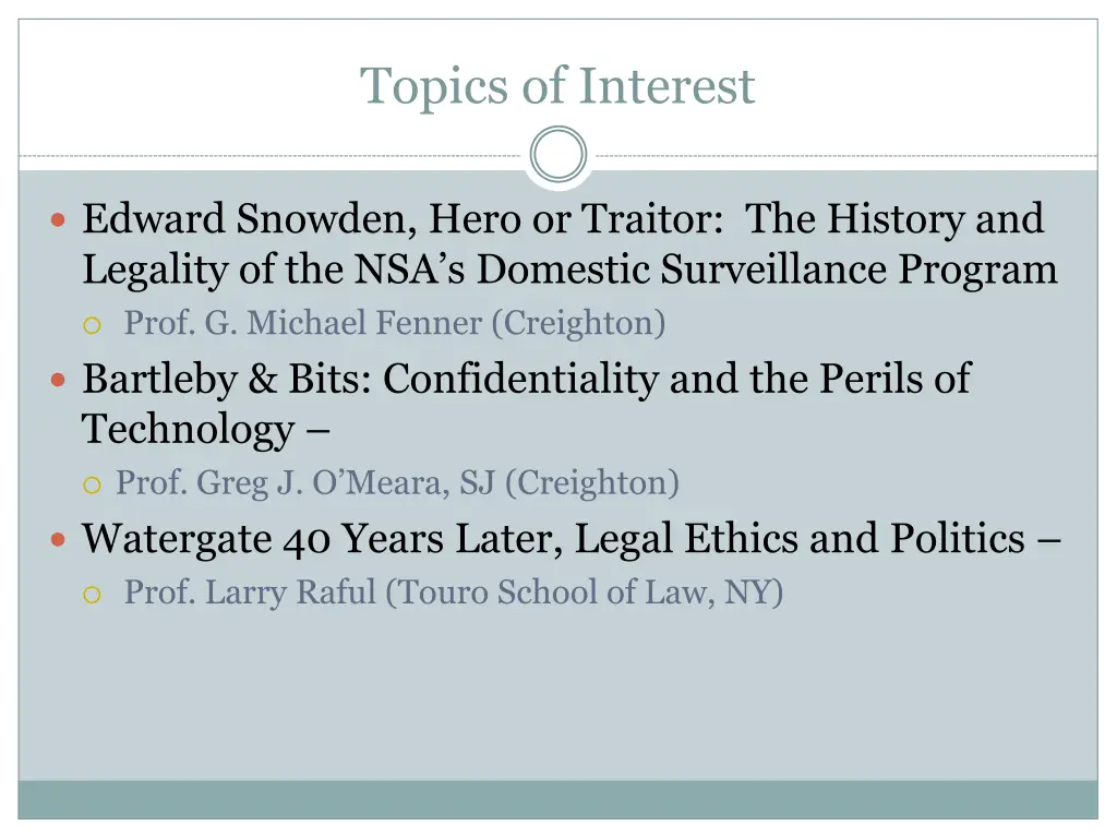 topics of interest