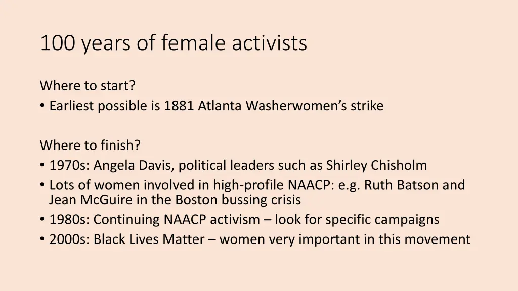 100 years of female activists