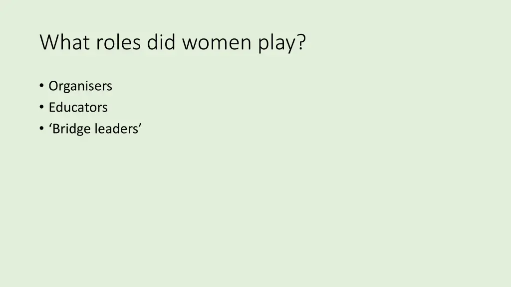 what roles did women play 1