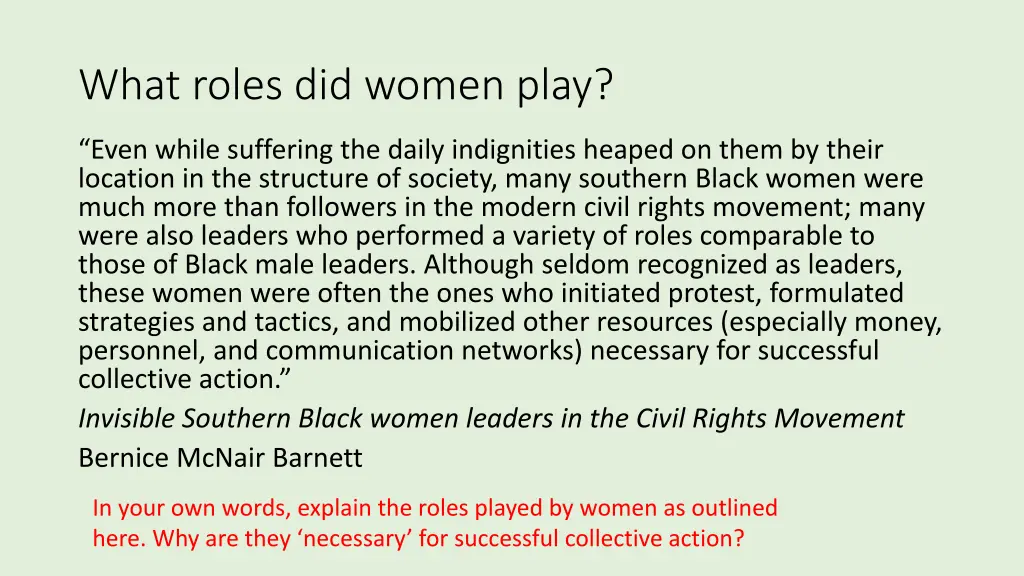 what roles did women play