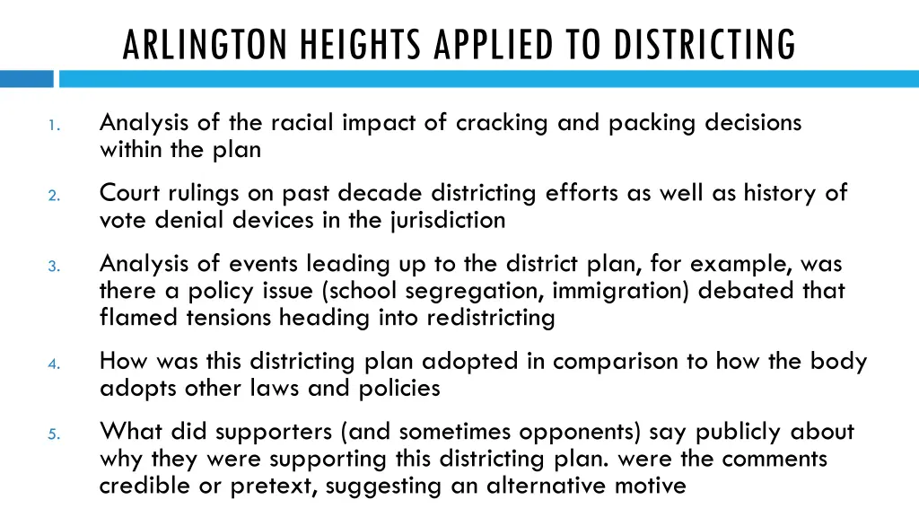 arlington heights applied to districting