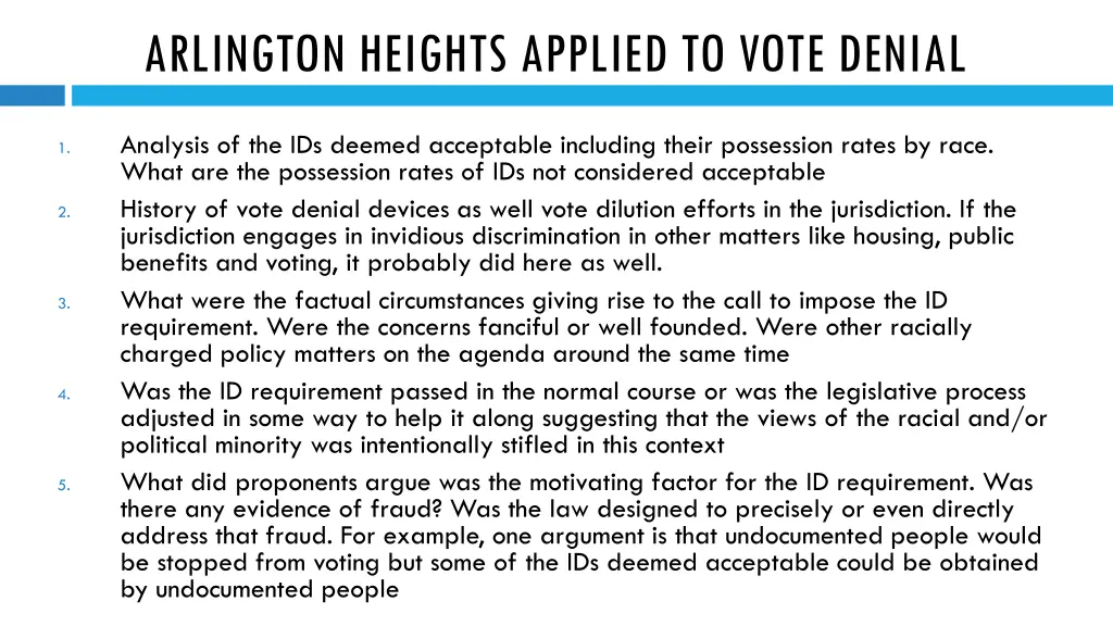 arlington heights applied to vote denial