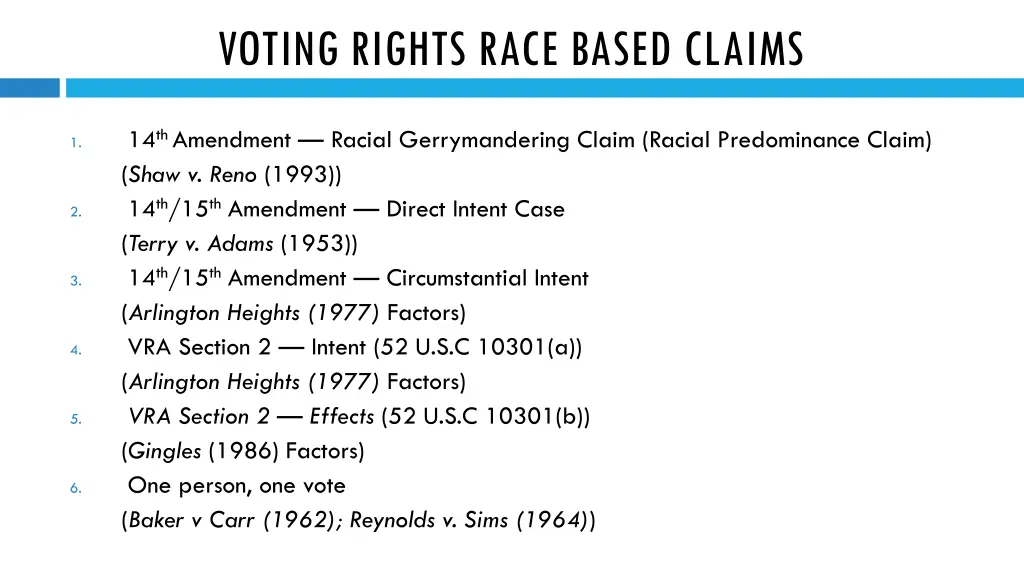 voting rights race based claims