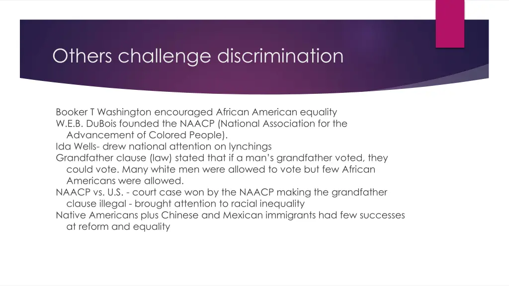 others challenge discrimination