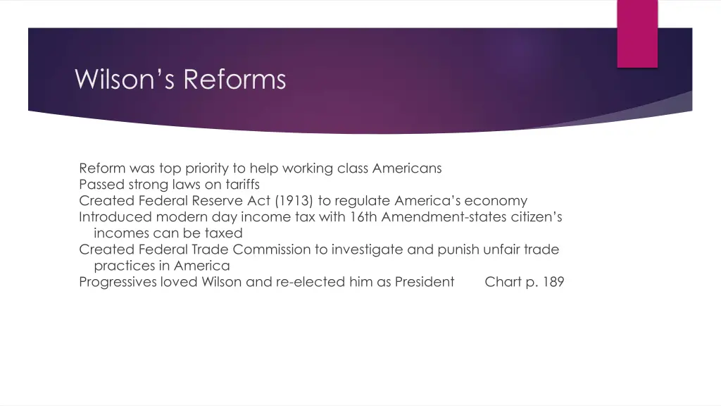 wilson s reforms